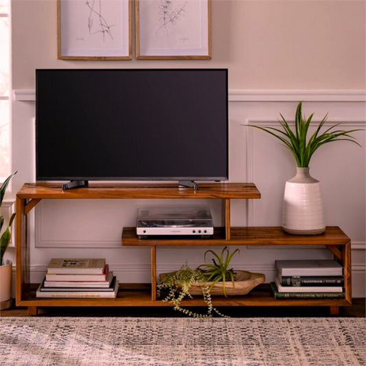 Handcrafted Wooden TV Cabinet – Elegant Entertainment Unit|Modern Wooden TV Stand.