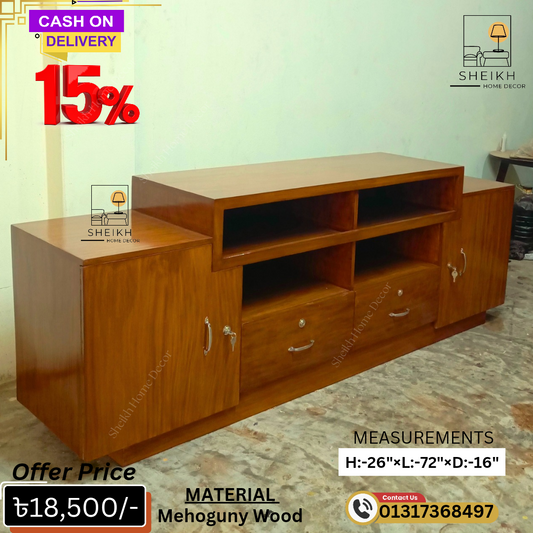 Stylish Wooden Entertainment Center – Perfect for LED & Smart TVs|Wooden TV Stand.