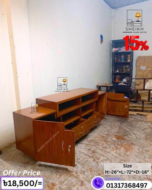 Stylish Wooden Entertainment Center – Perfect for LED & Smart TVs|Wooden TV Stand.