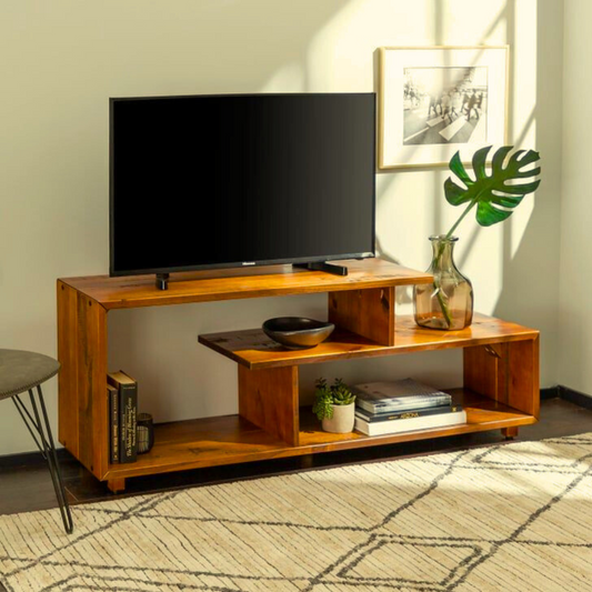Handcrafted Wooden TV Cabinet – Elegant Entertainment Unit|Modern Wooden TV Stand.